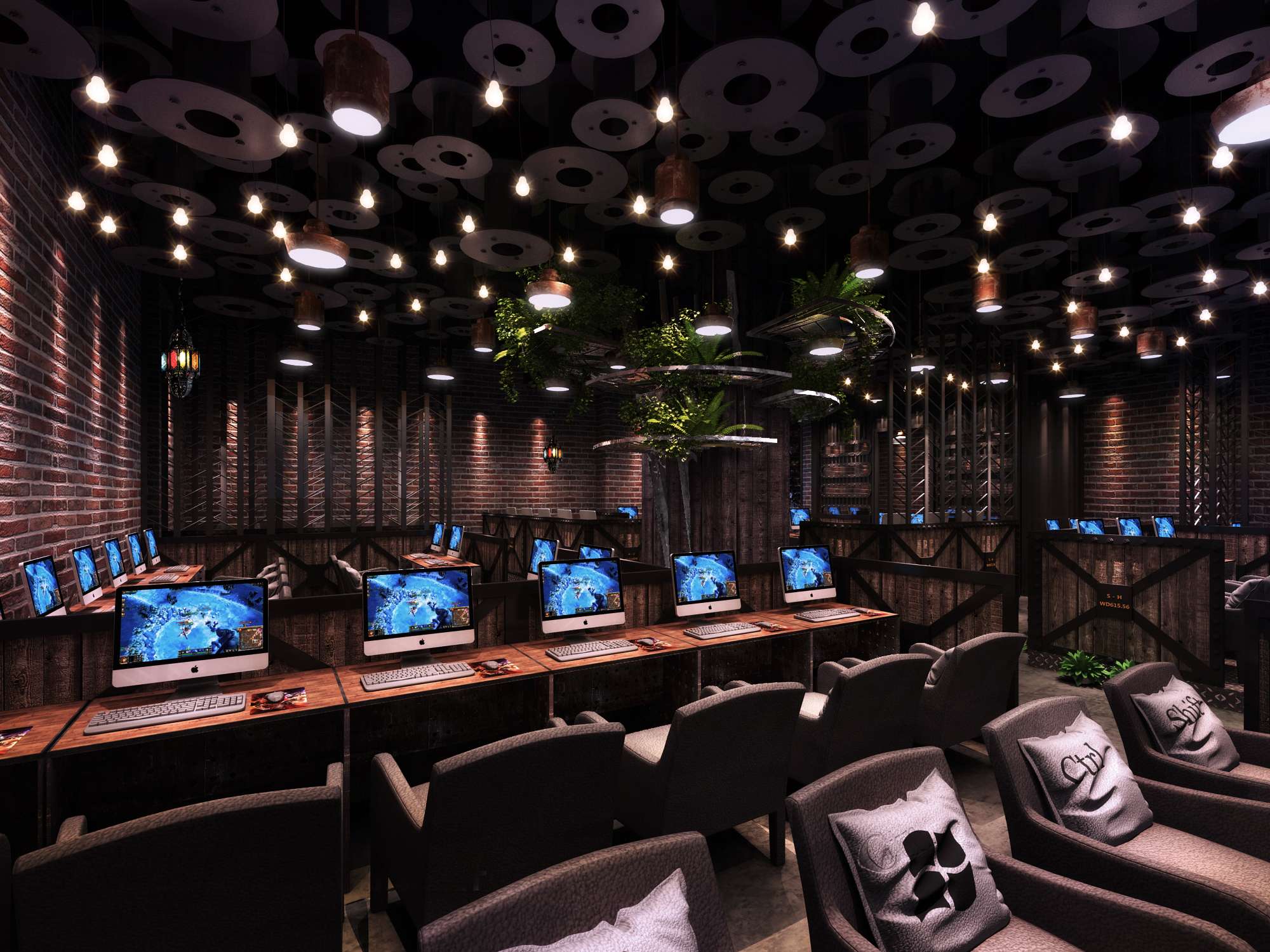 原木復古風格網吧裝修設計-第3張圖片-上海古都建筑設計集團